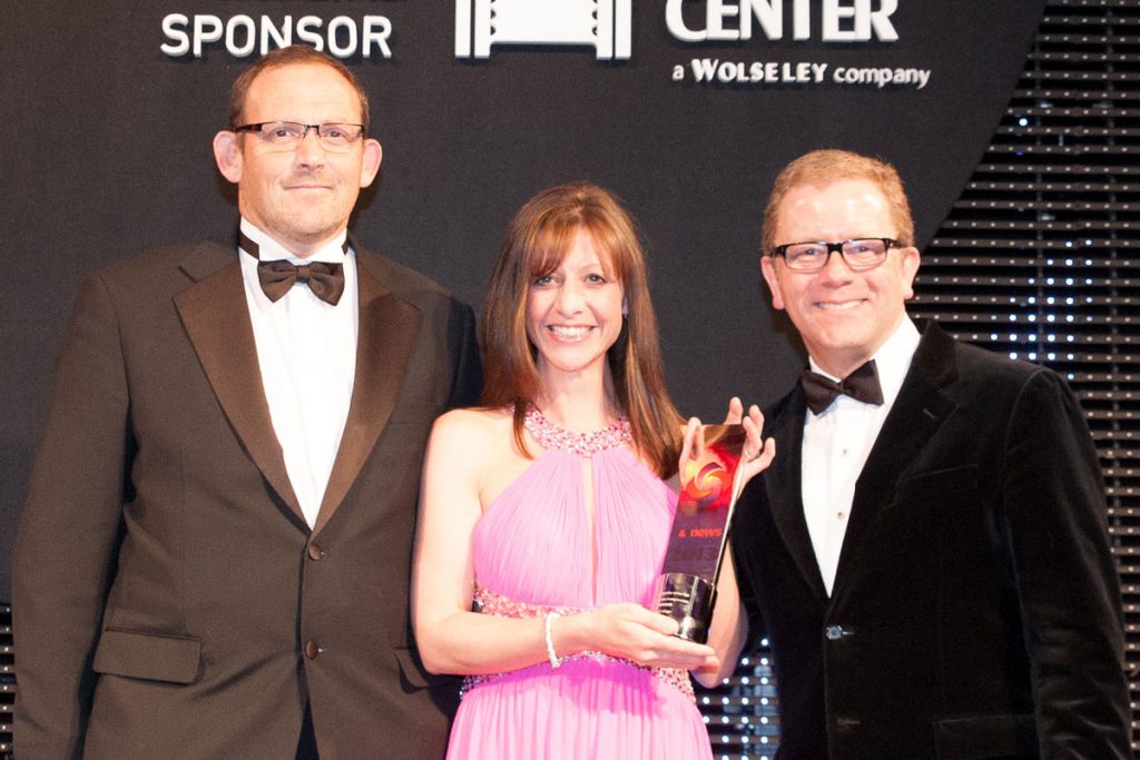 A.C. Wilgar wins "Domestic installer" of the year at H&V News Awards 2013 with Sally Wilgar and Jon Culshaw