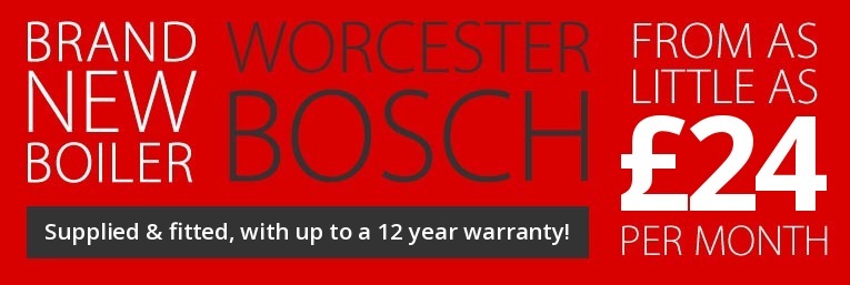 Worcester Bosch new boiler from £24 per month with up to a 12 year warranty